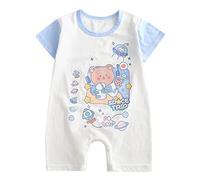 DaPongZhi Bambino Pagliaccetti Pigiama in Cotone Neonato Ragazzi Ragazze Manica Senza Tutine 0-24 Mesi,Vestiti Neonato Femmina,Body Neonato Canottiera,Completini Estivi (06-Light Blue, 0-3 Months)