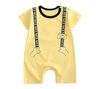 DaPongZhi Bambino Pagliaccetti Pigiama in Cotone Neonato Ragazzi Ragazze Manica Senza Tutine 0-24 Mesi,Vestiti Neonato Femmina,Body Neonato Canottiera,Completini Estivi (06-Yellow, 3-6 Months)