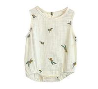 DaPongZhi Bambino Pagliaccetti Pigiama in Cotone Neonato Ragazzi Ragazze Manica Senza Tutine 0-24 Mesi,Vestiti Neonato Femmina,Body Neonato Canottiera,Completini Estivi (05-Brown, 18-24 Months)