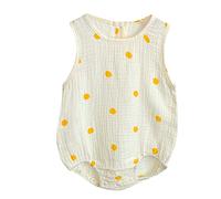 DaPongZhi Bambino Pagliaccetti Pigiama in Cotone Neonato Ragazzi Ragazze Manica Senza Tutine 0-24 Mesi,Vestiti Neonato Femmina,Body Neonato Canottiera,Completini Estivi (05-Yellow, 18-24 Months)
