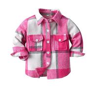 DaPongZhi Camicia Quadri Maniche Lunghe per Ragazzi Camicie Button Down per Bambini Vestiti Estivi a Quadri,Camicie Uniformi, Camicia con BottoniScozzesi, vestibilità Regolare (Hot Pink, 9-10 Years)