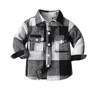 DaPongZhi Camicia Quadri Maniche Lunghe per Ragazzi Camicie Button Down per Bambini Vestiti Estivi a Quadri,Camicie Uniformi, Camicia con BottoniScozzesi, vestibilità Regolare (Black, 12-13 Years)