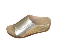 DaPongZhi Ciabatte Mare Donna Estiva - Ciabatta Ortopediche Anatomiche con Zeppa Comode Antiscivolo per Fascite Plantare Arch Support Ciabatte per Mare Casa e Vacanze (02-Silver, 41)