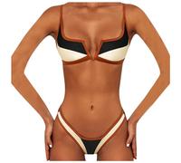 DaPongZhi Costumi da Bagno Donna Due Pezzi Costume Mare Push up Sexy Set Bikini Brasiliana Perizoma Vita Bassa Triangolo Spiaggia Swimwear Regolabile Bikini (1-Black, XL)