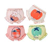DaPongZhi Cotone Mutandine Bimba Neonata Biancheria Intima in Cotone Pacco da 4, Slip da Bambina Bow Mutandine con Volant per Neonate Bambine Mutandine Undies da Bambino 0-5 Anni (04-Red, 3-4 Years)