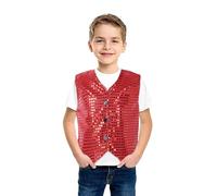 DaPongZhi Gilet Unisex con Paillettes, Gilet Brillantinata per Bambini, Ragazzi e Ragazze Giacca con Glitter per Natale,Danza, Feste, Spettacoli,Jazz, Hip Hop, Balletto, Spettacolo (Red, 10-12 Years)