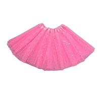 DaPongZhi Gonna tutù per Ragazze in Tulle,Gonna da Principessa con PaillettesPois in Tulle Plissettato,Gonna da Bambina con Paillettes Luccicanti,Costume per Feste di Natale di Hallowee (Pink, 30)