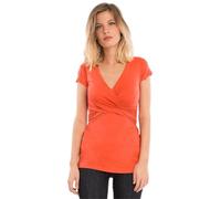 DaPongZhi Maglietta Allattamento Premaman Scollo a v Maglia Manica Corta Abiti Premaman Donna T-Shirt Camicia di maternità Gravidanza Camicetta Donna Elegante Regali per la Moglie (Orange, XL)