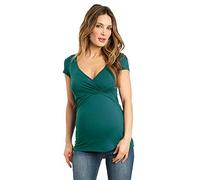 DaPongZhi Maglietta Allattamento Premaman Scollo a v Maglia Manica Corta Abiti Premaman Donna T-Shirt Camicia di maternità Gravidanza Camicetta Donna Elegante Regali per la Moglie (Green, L)