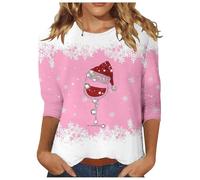 DaPongZhi Maglione Natalizio Donna Elegant Felpa di Natale Donna Taglia Forti Senza Cappuccio Pullover Tops da Natale Manica Lunga per Il Tempo Libero Sportivo (XXXL)