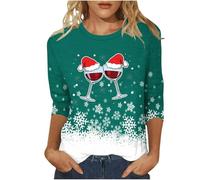 DaPongZhi Maglione Natalizio Donna Elegant Felpa di Natale Donna Taglia Forti Senza Cappuccio Pullover Tops da Natale Manica Lunga per Il Tempo Libero Sportivo (01-Green, XL)