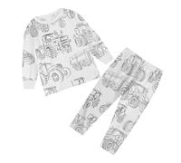 DaPongZhi Pigiama da colorare Bambini con Stampa A Cartoni,Pigiama colorabile da Casa in Due Pezzi, Maglietta a Maniche Lunghe E Pantaloni Pigiama Anime per Ragazzi Ragazze Pigiama Natale Bambina