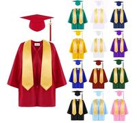 DaPongZhi Toga Laurea Bambino Abito Da Laureato Set Per Bambini Toga Laurea E Tocco Cappello Laurea Costume Da Laureato Studenti Elementare Medi Linea Costume Carnevale Travestimento