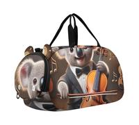 Dapper Raccoon Francese Brunch Carry on Duffel Bag Ragazzi Borse Da Pernottamento Del Bambino Ragazze Duffle Borse Da Viaggio Tote Bambini Palestra Duffle, Carino Koala Serenata Violoncello, classico