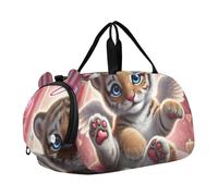Dapper Raccoon Francese Brunch Carry on Duffel Bag Ragazzi Borse Da Pernottamento Del Bambino Ragazze Duffle Borse Da Viaggio Tote Bambini Palestra Duffle, Cucciolo di tigre dolce angelo, classico