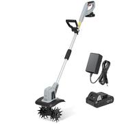 Dapper Supply Coltivatore elettrico da giardino senza fili da 20 V, 360 giri/min, con batteria da 2,0 Ah e caricabatterie, larghezza di lavorazione 22,9 cm, profondità 16,8 cm, ideale per prato