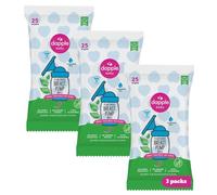 Dapple Baby, Salviette tiralatte da 25 pezzi (confezione da 3), senza profumo, a base vegetale e ipoallergeniche, rimuove i residui di latte, non lascia sapore, comoda custodia per salviette