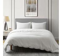 DAPU Set copripiumino in lino francese, misto cotone e lino naturale, morbido e traspirante, 3 pezzi, 1 copripiumino e 2 federe (bianco sporco, lino di cotone, per letto matrimoniale/matrimoniale)