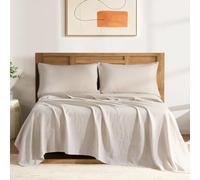 DAPU Set di lenzuola in puro lino, 100% lino francese dalla Normandia, traspirante e resistente per chi dorme caldo, set da 4 pezzi: 1 lenzuolo piatto, 1 lenzuolo con angoli, 2 federe (lino naturale,