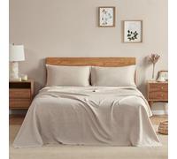 DAPU Set di lenzuola in puro lino, 100% lino francese dalla Normandia, traspirante e resistente per chi dorme caldo, set da 4 pezzi: 1 lenzuolo piatto, 1 lenzuolo con angoli, 2 federe (lino naturale,
