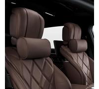 Dapucarin Cuscino Poggiatesta Auto in Pelle e Schiuma di Memoria, Supporto per il Collo Dell'auto, Ergonomico Cuscino Cervicale per Viaggio, Sedili Auto e Casa, Ufficio, Marrone, 2 Pezzi