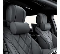 Dapucarin Cuscino Poggiatesta Auto in Pelle e Schiuma di Memoria, Supporto per il Collo Dell'auto, Ergonomico Cuscino Cervicale per Viaggio, Sedili Auto e Casa, Ufficio, Nero, 2 Pezzi
