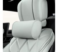 Dapucarin Cuscino Poggiatesta Auto in Pelle e Schiuma di Memoria, Supporto per il Collo Dell'auto, Ergonomico Cuscino Cervicale per Viaggio, Sedili Auto e Casa, Ufficio, Grigio, 1 Pezzo