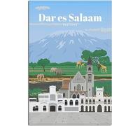 Dar Es Salaam Animal Vintage Viaggio Poster Retro Wall Art Tela Poster Art Print Camera Decorazione Casa Decorazione Non incorniciato 40x60cm