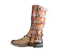 Darabun Coprigambe Vintage - Copriscarpe con Fibbia Regolabile in Pelle Pu Ghette per Stivali Medievali Escursionismo Parastinchi Armatura per Uomo Donna, Accessorio per Costume Cosplay