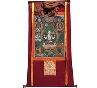 DARANCA Thangka Art - Avalokiteshvara Thangka a quattro braccia - Stampa giclée digitale ad alta risoluzione e doppio strato incorniciato a mano - Arazzo buddista da appendere alla parete - 119 x 81