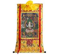 DARANCA Thangka Art - Avalokiteshvara Thangka a quattro braccia - Stampa giclée digitale ad alta risoluzione e doppio strato incorniciato a mano - Arazzo buddista da appendere alla parete - 119 x 81