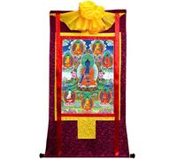 DARANCA Thangka Art - Bhaisajyaguru - Otto Buddha della medicina - stampa giclée digitale ad alta risoluzione e doppio strato incorniciato a mano - arazzo buddista da appendere alla parete - 119,2 x
