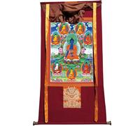 DARANCA Thangka Art - Bhaisajyaguru - Otto Buddha della medicina - stampa giclée digitale ad alta risoluzione e doppio strato incorniciato a mano - arazzo buddista da appendere alla parete - 119,2 x