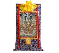 DARANCA Thangka Art - Thangka con albero del rifugio di Guru Rinpoche, stampa giclée digitale ad alta risoluzione e doppio strato incorniciato a mano, arazzo buddista da appendere alla parete, 119 x