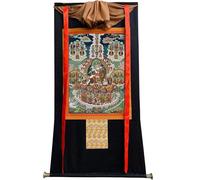 DARANCA Thangka Art - Thangka con albero del rifugio di Guru Rinpoche, stampa giclée digitale ad alta risoluzione e doppio strato incorniciato a mano, arazzo buddista da appendere alla parete, 119 x