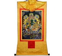DARANCA Thangka buddista da appendere alla parete, Shyama, Thangka verde, arazzo buddista in broccato stampato a caldo, per decorazione della casa zen, meditazione, relax spirituale (giallo, 120 x 82