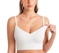 DARBCGH Reggiseno da Notte for maternità Senza Ferretto - Reggiseno da Allattamento Lungo Senza Cuciture con Morbido Tessuto a Coste e Spalline Regolabili(Iceland White,L)