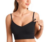 DARBCGH Reggiseno da Notte for maternità Senza Ferretto - Reggiseno da Allattamento Lungo Senza Cuciture con Morbido Tessuto a Coste e Spalline Regolabili(Black,XL)