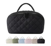 DARBCGH Travel-Friendly Puffy Makeup Bag, Wide Open, Padded & Spacious(Black)