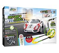 Darda 50255 - Set Pista da Corsa Mission 4 Loops, autocarro Auto, Pista Circa 6,90 Metri, Treno con 4 Anelli, 1 Curva e 1 Auto da Corsa, Set da Gioco per Bambini dai 5 Anni in su