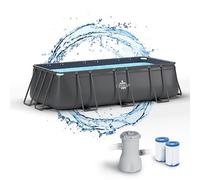 Dardaruga PISCINA Fuori Terra 400 x 200 x 100 cm + POMPA FILTRO Risparmio Energetico + 2 Cartucce Filtro, TOBAGO, Marchio e Assistenza ITALIA, Materiali PREMIUM, Liner Multistrato, ANTRACITE