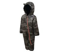 Dare 2b Bambino Impermeabile e Traspirante ad Alto Isolamento con Cappuccio e Tuta Accesso Laterale alle Gambe e Ghette da Neve Integrate, Salopette, Grigio (Ebano Grigio Mimetico), 0-6 Mesi