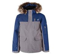 Dare 2b Furtive Waterproof Breathable High Loft Insulated Parka Style Ski Snowboard Jacket with Removable Faux Fur Trim And Snowskirt, Giacca Ragazzi, Alluminio Grigio/Grigio Admiral, 14