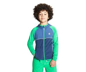 Dare 2b Hasty Core Stretch Lightweight Warm Backed Quick Drying Full Zip Jacket, Strato Intermedio Bambino, VividGreen/Denim Scuro, 9-10