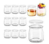 DARENYI 12 Pezzi Vasetti per Yogurt con Coperchio, 200ml Riutilizzabili Vasetti Vetro Piccoli, Bicchieri da Dessert, Barattoli per Yogurt, per Panna Cotta, Tiramisù, Budino, Marmellata, Miele, Spezia