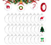 DARENYI 30 Pezzi Palline di Natale Trasparenti Acrilico Palle Natalizie Ornamenti di Natale in Acrilico Trasparente con Nastro Rosso per Decorazioni Natalizie e Feste
