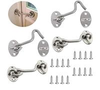 DARENYI 4 Pezzi Gancio e Occhio lucchetto Porta Gancio Della Cabina Gancio per Cabina in Acciaio Inossidabile per Porta, Cancello, Finestra, Capanno (7.5cm)