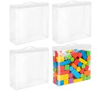 DARENYI 4 Pezzi Sacchetti per Giocattoli in PVC Trasparente con Cerniera, Organizer per Giocattoli con Manici, Impermeabili e Riutilizzabili, per Conservare Puzzle, Blocchi, 33 x 30 x 8 cm