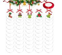 DARENYI 50 Pezzi Palline di Natale Trasparenti Acrilico Palle Natalizie Ornamenti di Natale in Acrilico Trasparente con Nastro Rosso per Decorazioni Natalizie e Feste