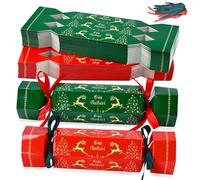 DARENYI Confezione da 50 Cracker Natalizi, Cracker Natalizi Sfusi, Scatole di Carta per Caramelle, DIY Regali Scatole Rosso Verde Giochi per Regali Famiglia Feste di Natale